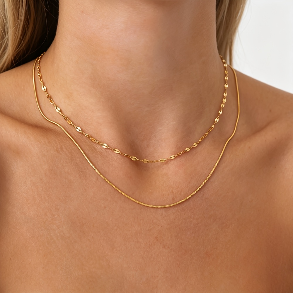 Women's 18K Gold-Plated Layered 2-Strand Necklace Set